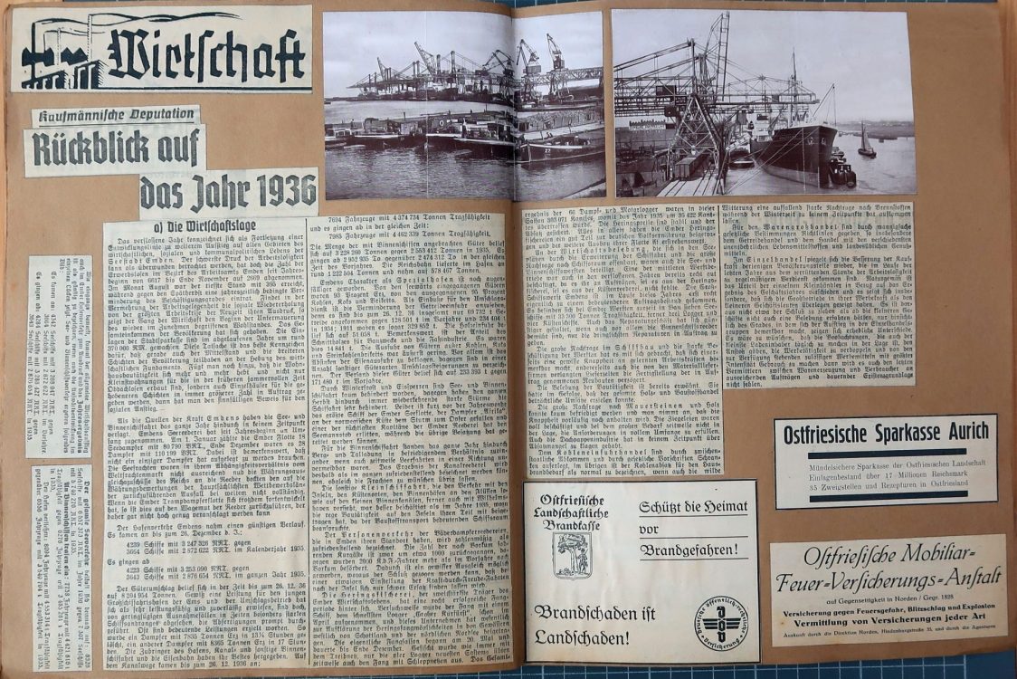 Hermann Eggen: Ostfreesland ; Band 8: "Wirtschaft - Rückblick auf das Jahr 1936"