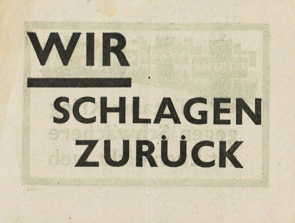 "Wir schlagen zurück". Rückseite eines englischen Flugblatts vom Mai 1941.
