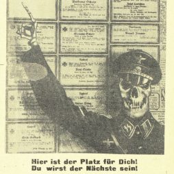 Hier ist der Platz für Dich! - Codezeichen 686 - 17,0 x 12,5 cm - zweiseitig bedruckt - Herkunft: UdSSR - im Januar 1942 über deutschen Truppen in Russland verbreitet.
