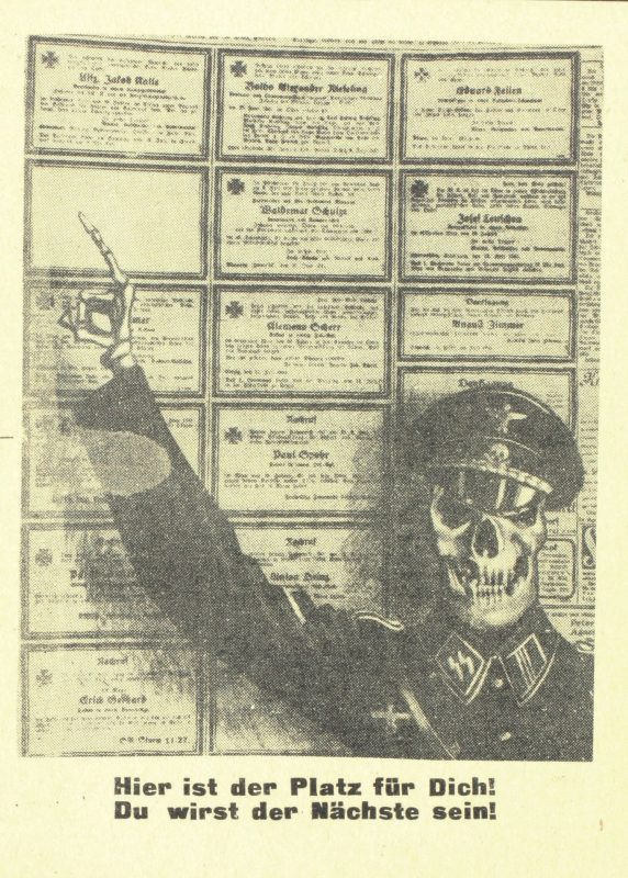 Hier ist der Platz für Dich! - Codezeichen 686 - 17,0 x 12,5 cm - zweiseitig bedruckt - Herkunft: UdSSR - im Januar 1942 über deutschen Truppen in Russland verbreitet.