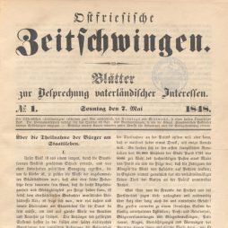 Ostfriesische Zeitschwingen - Nummer 1 (1848), Titelblatt