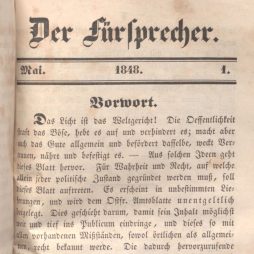 Der Fürsprecher - Nummer 1 (1848), Titelblatt