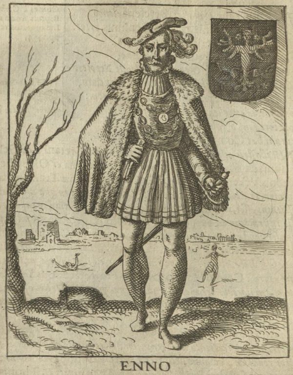 Enno I. (Graf von Ostfriesland) - Kupferstich aus Hamconius: Frisia seu De Viris rebusque Frisiae illustribus (P. Feddes von Harlingen, 1620)
