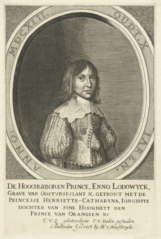 Enno Ludwig (Fürst von Ostfriesland) im Alter von 10 Jahren - Kupferstich-Porträt aus dem Rijksmuseum Amsterdam (C. van Dalen nach C. van den Queborn, 1642)