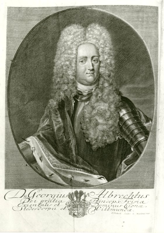 Georg Albrecht (Fürst von Ostfriesland) - Kupferstich-Porträt (Frontispiz zu Brenneysen: Ostfriesische Historie und Landes-Verfassung)