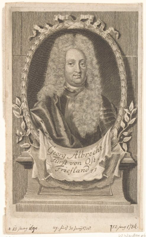 Georg Albrecht (Fürst von Ostfriesland) - Kupferstich-Porträt aus dem Rijksmuseum Amsterdam (M. Bernigeroth, 1708-1733)