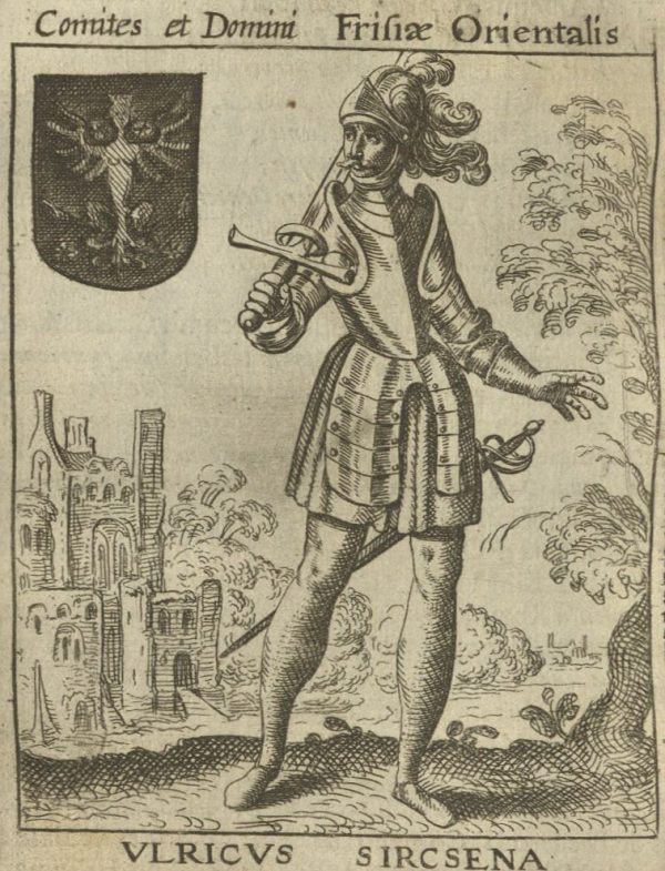 Ulrich I. (Graf von Ostfriesland) - Kupferstich aus Hamconius: Frisia seu De Viris rebusque Frisiae illustribus (P. Feddes von Harlingen, 1620)