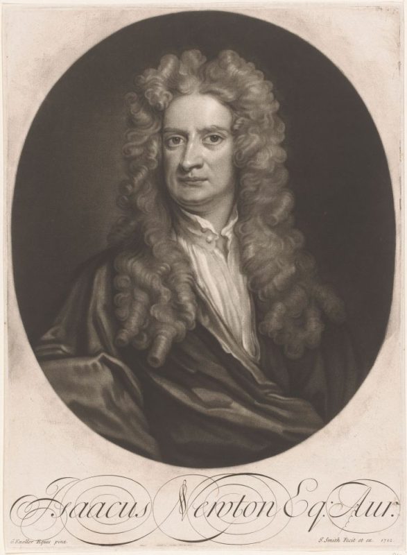 Isaac Newton - Mezzotinto-Porträt aus dem Rijksmuseum Amsterdam (J. Smith nch G. Kneller, 1712)