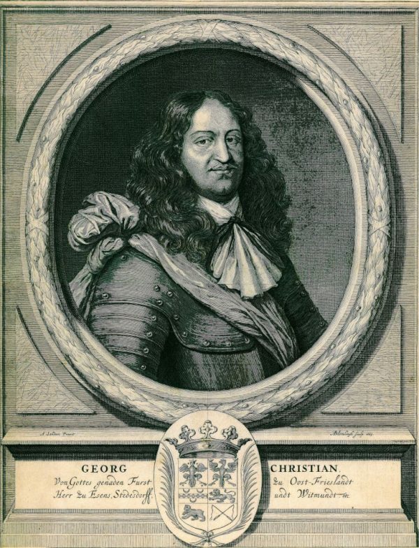 Georg Christian (Fürst von Ostfriesland) - Kupferstich-Porträt im Besitz der Gesellschaft für Bildende Kunst und Vaterländische Altertümer Emden (A. Blotelingh nach A. Sanders, 1665)