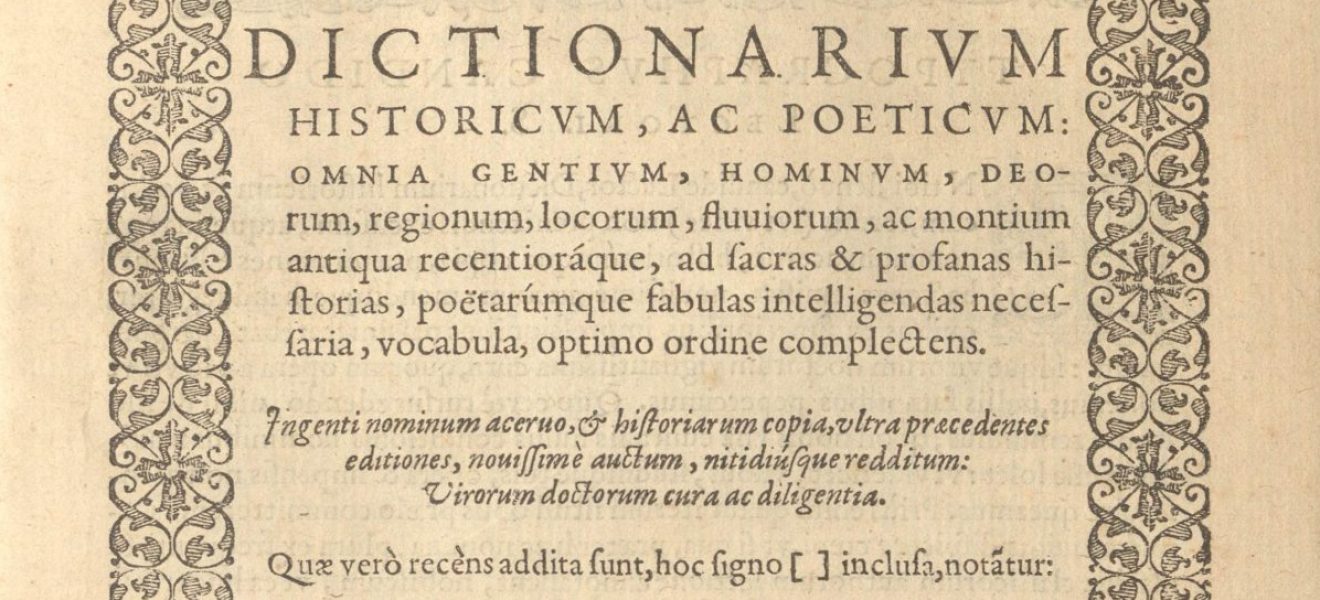 Dictionarium historicum, ac poeticum - Titelblatt