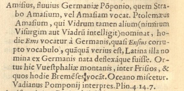 Dictionarium historicum, ac poeticum - Eintrag Amisius (Ems)