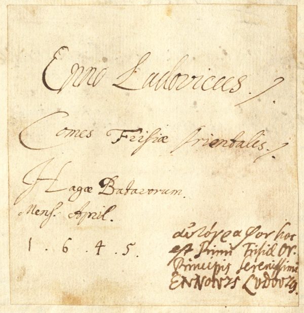 Autograph Enno Ludwigs (Den Haag, April 1645)