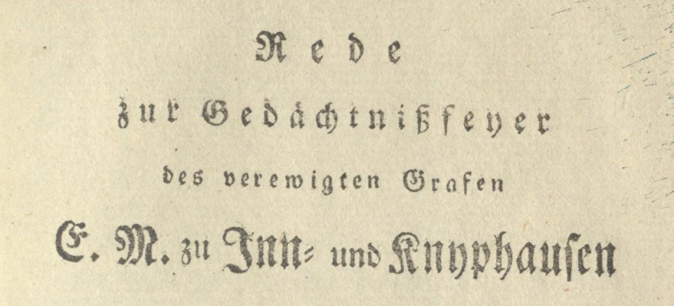 G. H. Leding: Rede zur Gedächtnisfeier des verewigten Grafen E. M. zu Inn- und Knyphausen - Titelblatt