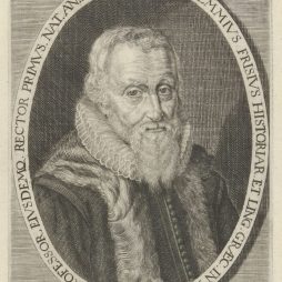 Ubbo Emmius: Rerum Frisicarum Historiae Libri Decem (Erstdruck 1596) - Titelblatt | Ubbo Emmius - Kupferstich-Porträt aus dem Rijksmuseum Amsterdam (S. van Lamsweerde, 1654) | Ubbo Emmius: Vita Mensonis Altingij Viri Clarissimi (Handschrift, 17. Jahrhundert) - Titelblatt