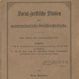 Karl Heinrich Ulrichs: Social-juristische Studien über mannmännliche Geschlechtsliebe - Erste Schrift (1864): "Vindex" - Umschlag