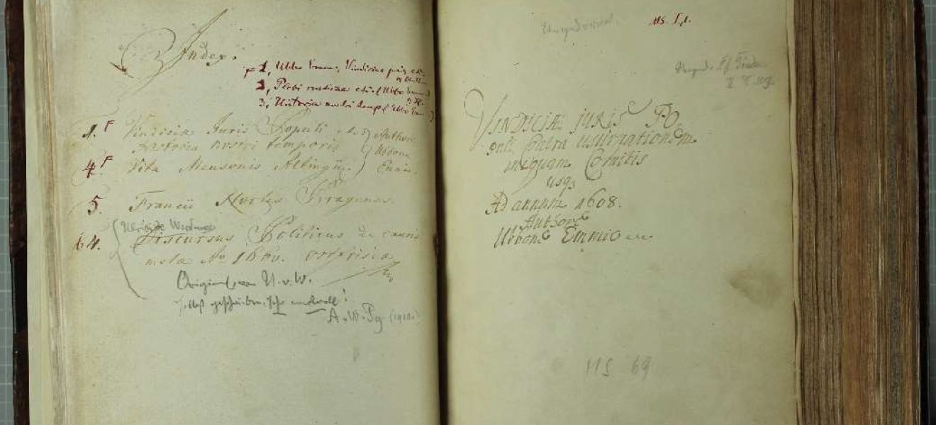 Einband und Titelseite des restaurierten Buchs Ms 69