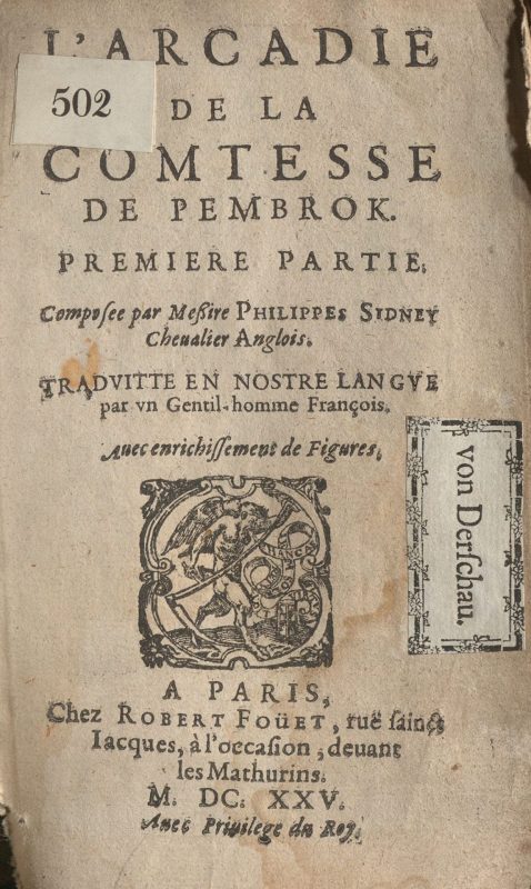 Philip Sidney: L'Arcadie de la Comtesse de Pembrok - Titelblatt
