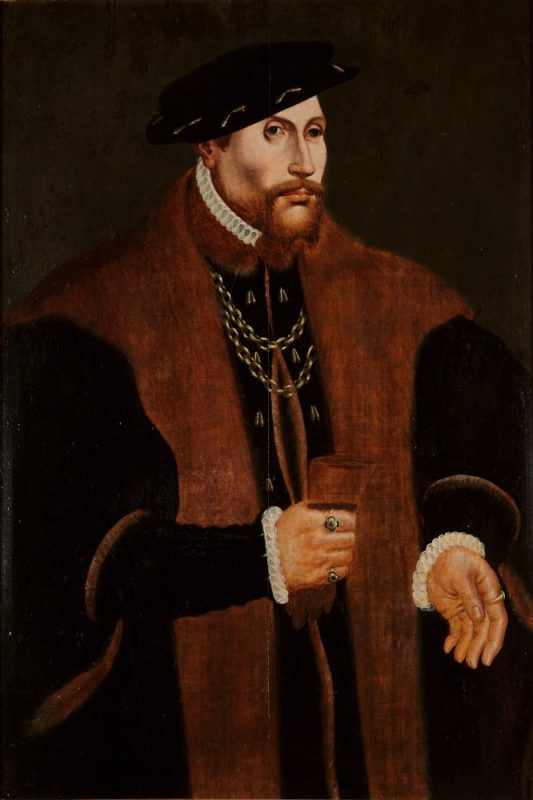 Enno II. (Graf von Ostfriesland), zugleich offenbar Vorlage für die Auricher Regentenporträts Ennos I. (Porträt im Besitz des Ostfriesischen Landesmuseums Emden (vor 1617)