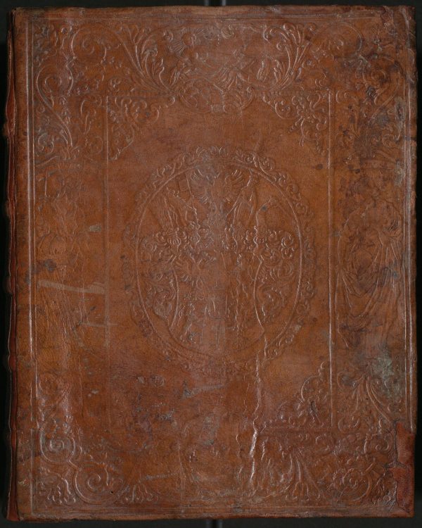 Restauriertes Buch y 11226 - Einband mit Verfasserwappen