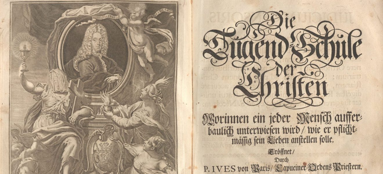 Frontispiz mit Verfasserporträt und Titelblatt des restaurierten Buchs y 11226