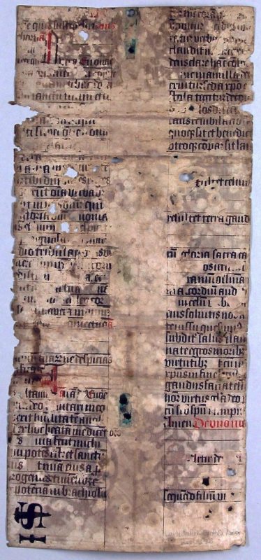 Sammelhandschrift mit Texten zum geistlichen Leben - Umschlaginnenseite mit Pergamentmakulatur