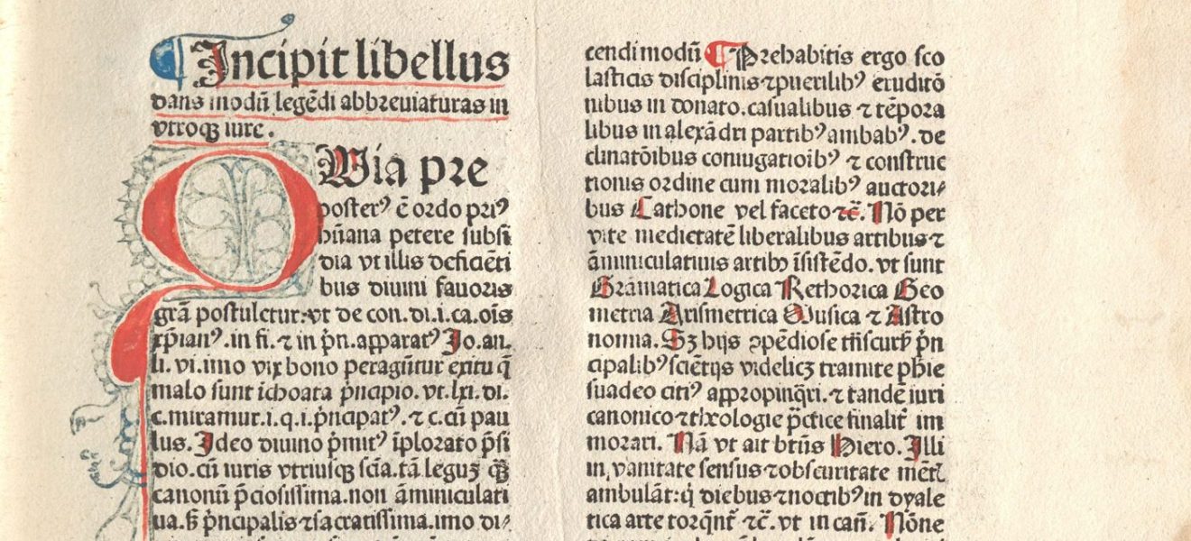 Modus legendi abbreviaturas in utroque jure - Incipit / Anfangsseite mit verzierter Initiale Q
