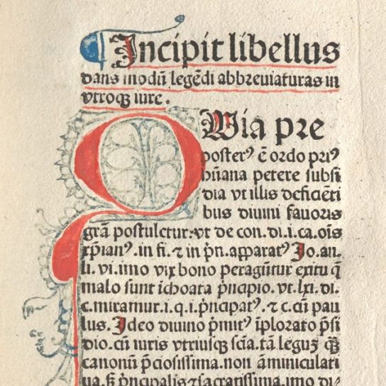 Modus legendi abbreviaturas in utroque iure - Incipit / Anfangsseite Modus legendi abbreviaturas in utroque jure - Incipit / Anfangsseite mit verzierter Initiale Q