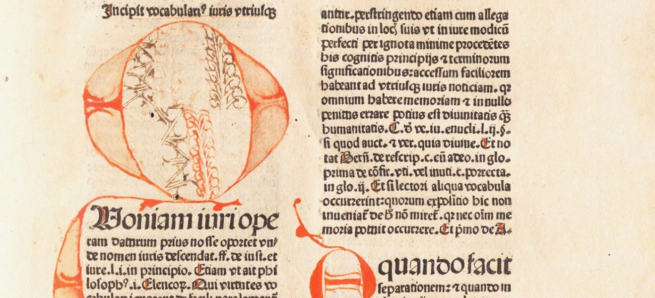 Jodocus von Erfurt: Vocabularius juris utriusque - Incipit / Anfangsseite mit verzierter Initiale Q