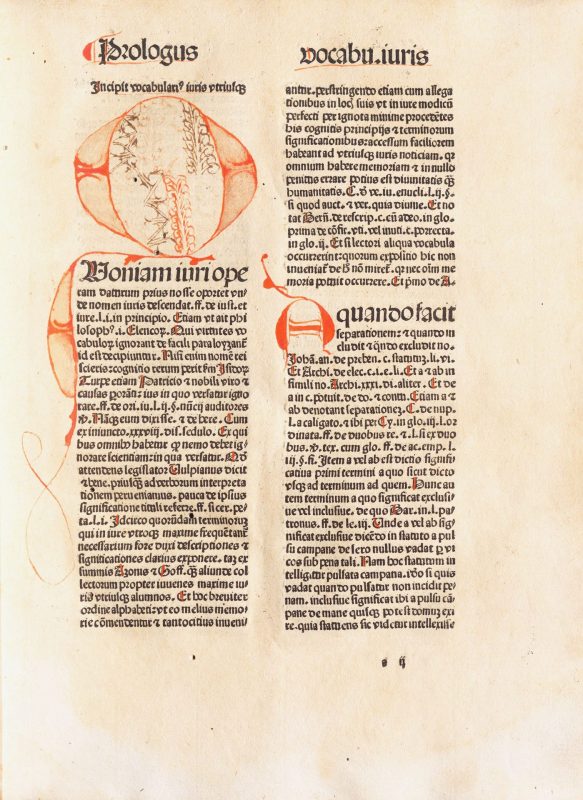 Jodocus von Erfurt: Vocabularius juris utriusque - Incipit / Anfangsseite mit verzierter Initiale Q