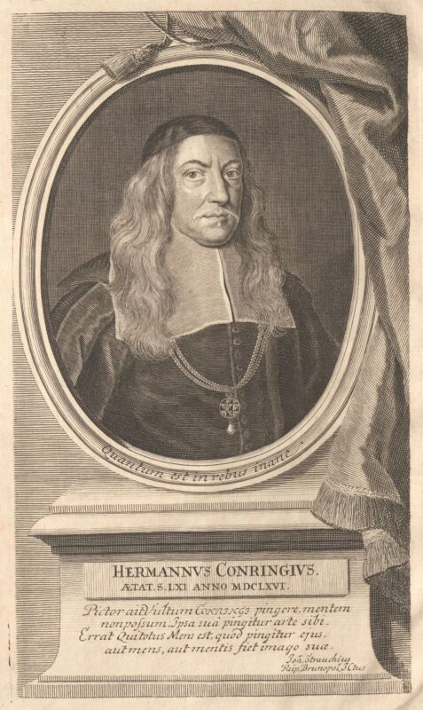 Hermann Conring - Kupferstich-Porträt aus Hermanni Conringii Operum Tomus primus (M. Bernigeroth, 1730)